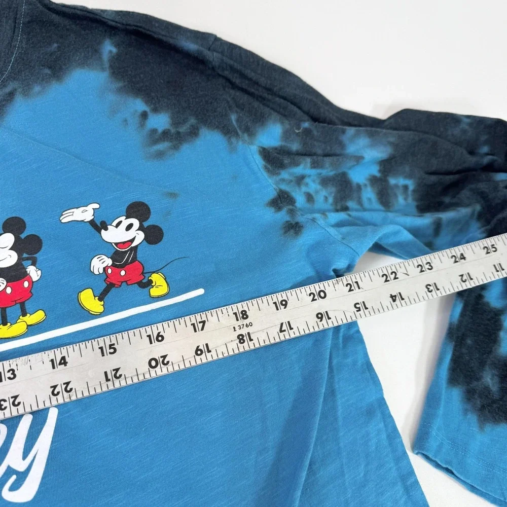 Disney Mickey Mouse Shirt Youth XL Blue Black Tie Dye Long Sleeve Graphic Tee